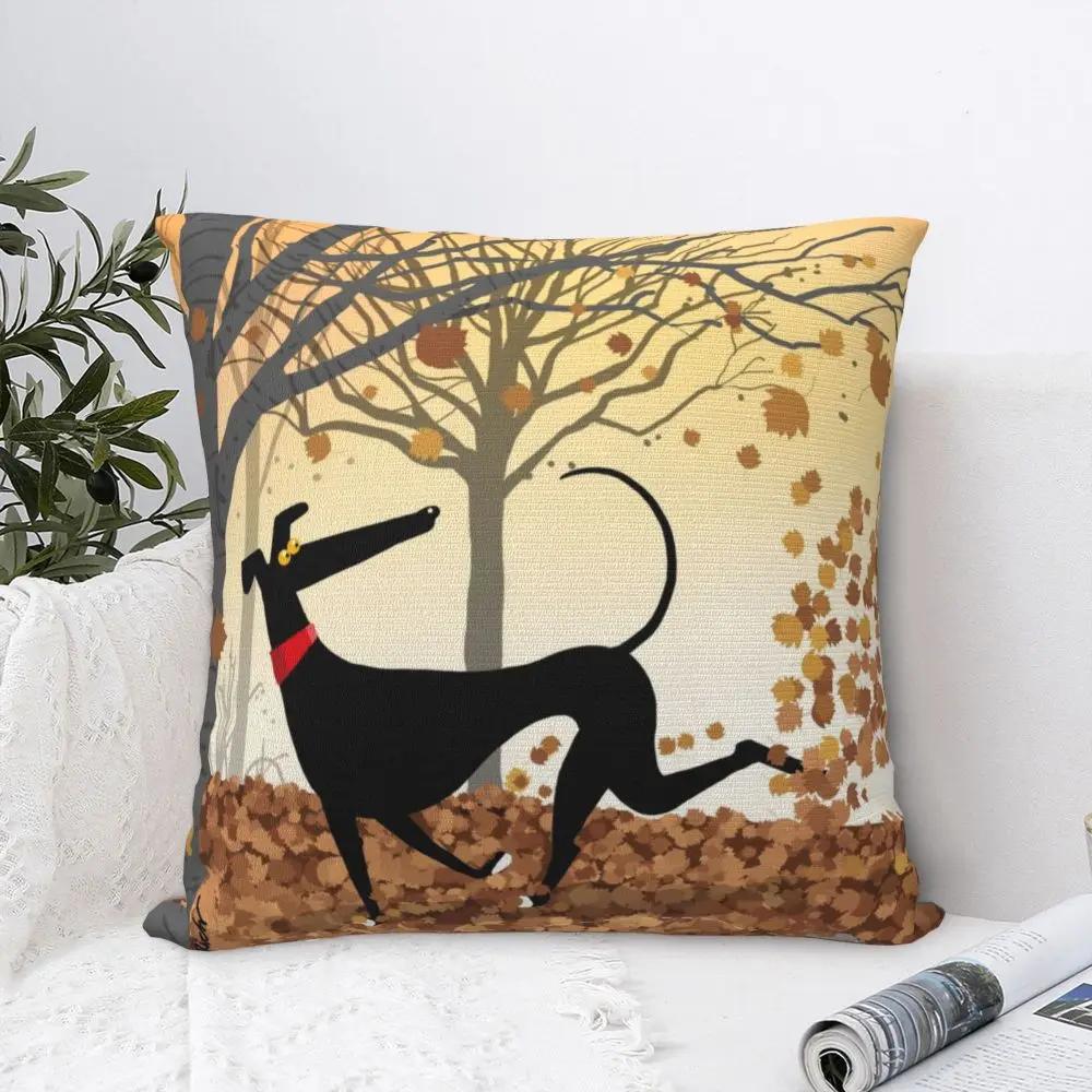 Autumn Hound Square Pillow Covers Polyester Room Greyhound Whippet Lurcher Dog Cushion Cover Cute Throw Pillow Case
