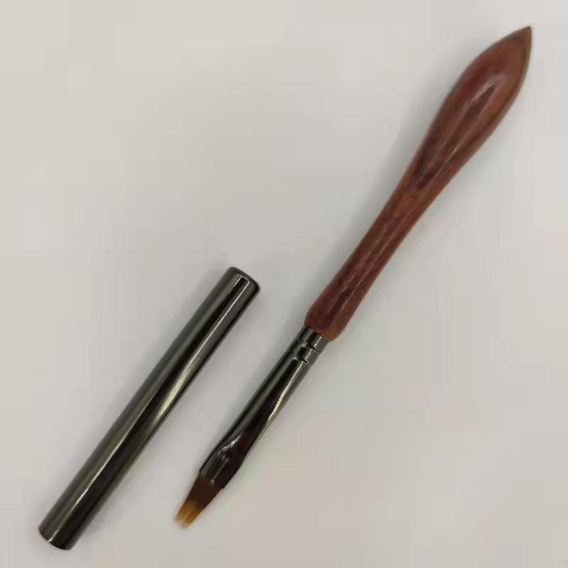 Sandalwood Handle Nail Art Pen Set: Color, Liner, Carving, Gradient Blending, and Crystal Pens