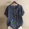 Women's Fashion Butterfly Prined Short Sleeve T-shirt Loose Cotton Shirt Casual Loose Summer Blouse Tops Plus Size