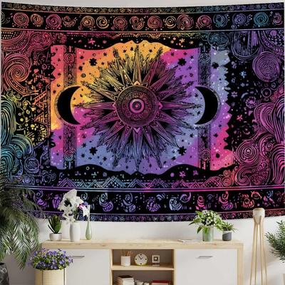 Sun and Moon Tapestry Hippie Bohemian Wall Hanging Bedroom Aesthetic Living Room Dorm Wall Cloth Home Decoration