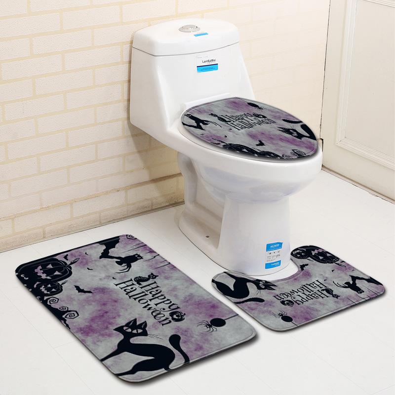 Halloween Badrumsgolvmatta Badrumsmatta Toalett Tre-delat Set