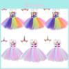 Vestido de Cosplay de Unicórnio para Meninas com Estampa de Arco-Íris para Festa de Halloween