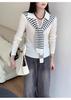 Women's Grey Striped Slim-Fit Long Sleeve Sweater, Autumn 2025 Collection