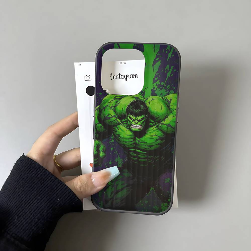 Superhero H-Hulk For Phone 17 16 15 14 13 12 11 Pro Max Plus Pro Air Phone Case Corrugated Stripe Back Cover