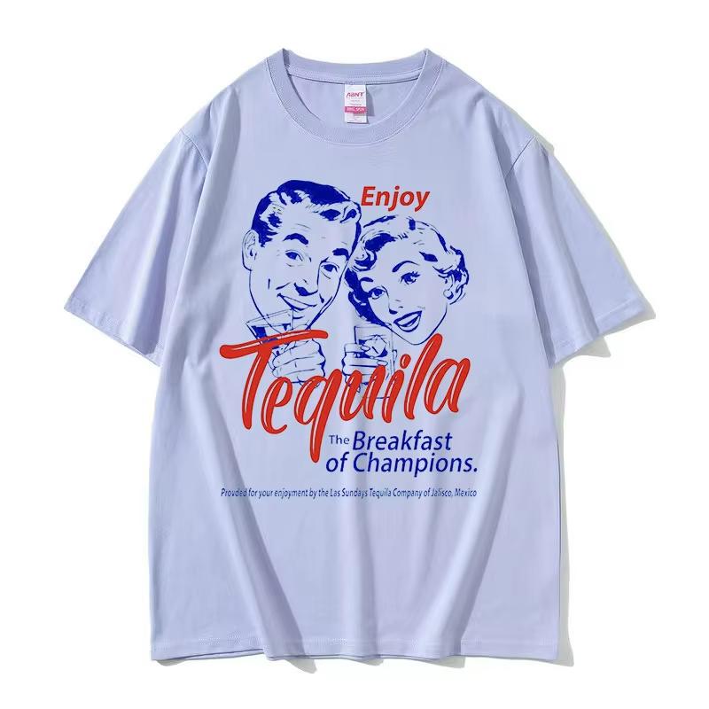 2025 Summe Enjoy Tequila The Breakfast of Champions Funny Meme T Shirts Men Women Casual 100 Pure Cotton Printed Tshirt Y2k