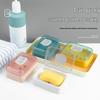 Compact Portable Soap Dish with Draining Flip Lid for Dorm and Home Bathrooms