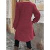 DAFIFY Women's Fashion Spring Fall Solid Color Print Long Sleeve O-Neck Loose Waistline Casual Dresses