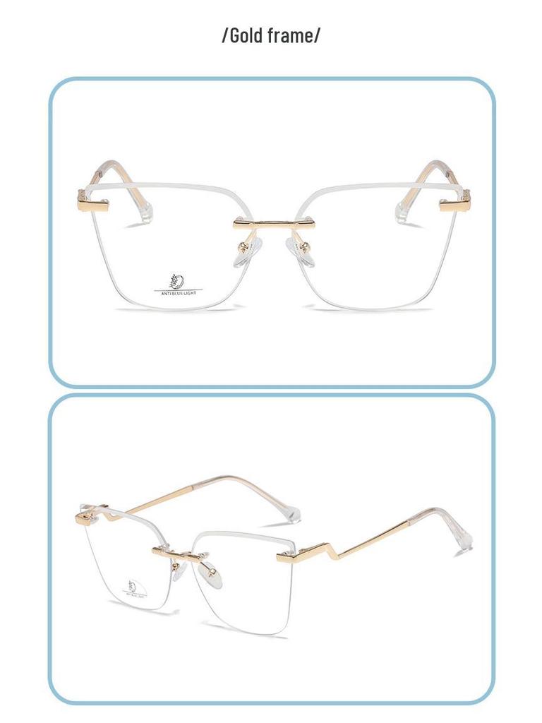 High-End Gold Rimless Glasses for Women: No Makeup Look, Creative Decoration, Internet Style