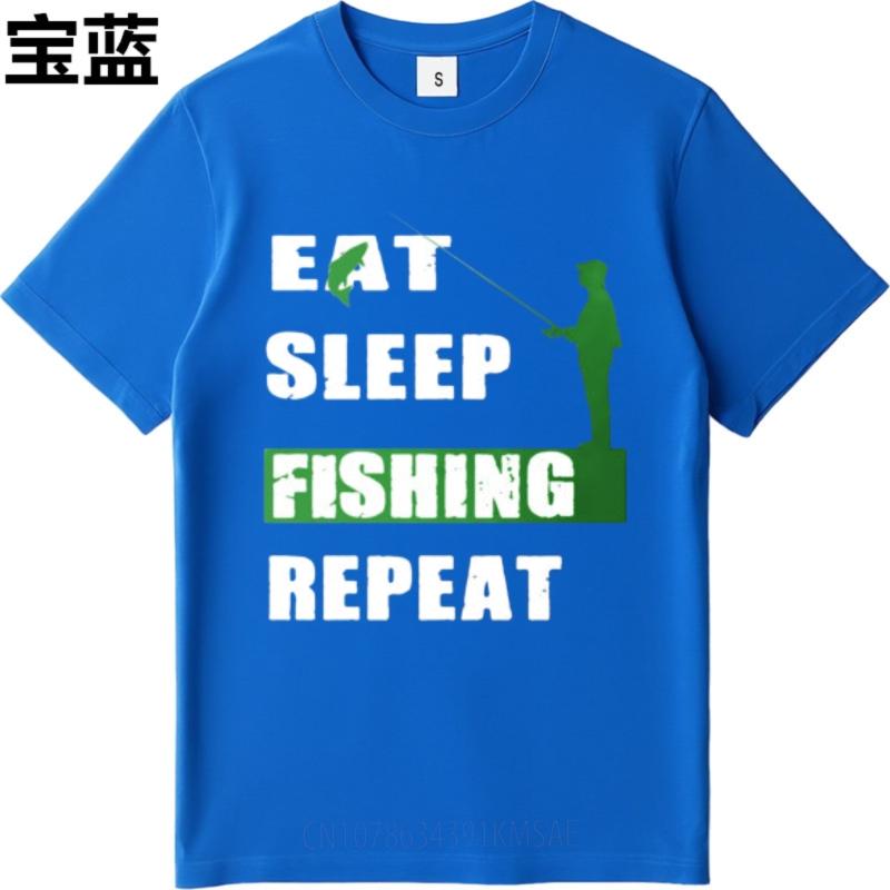 Tshirts For Unisex Breathable For Man Crew Neck Tshirt Casual Eat Sleep Fishing Repeat Retro Man Top Tees Soft Cotton Tee Casual