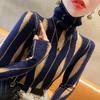 Autumn and Winter New Sweater High Neck Color Blocked Explosive Stylish and Slim Fit Knit Pullover Women's Base