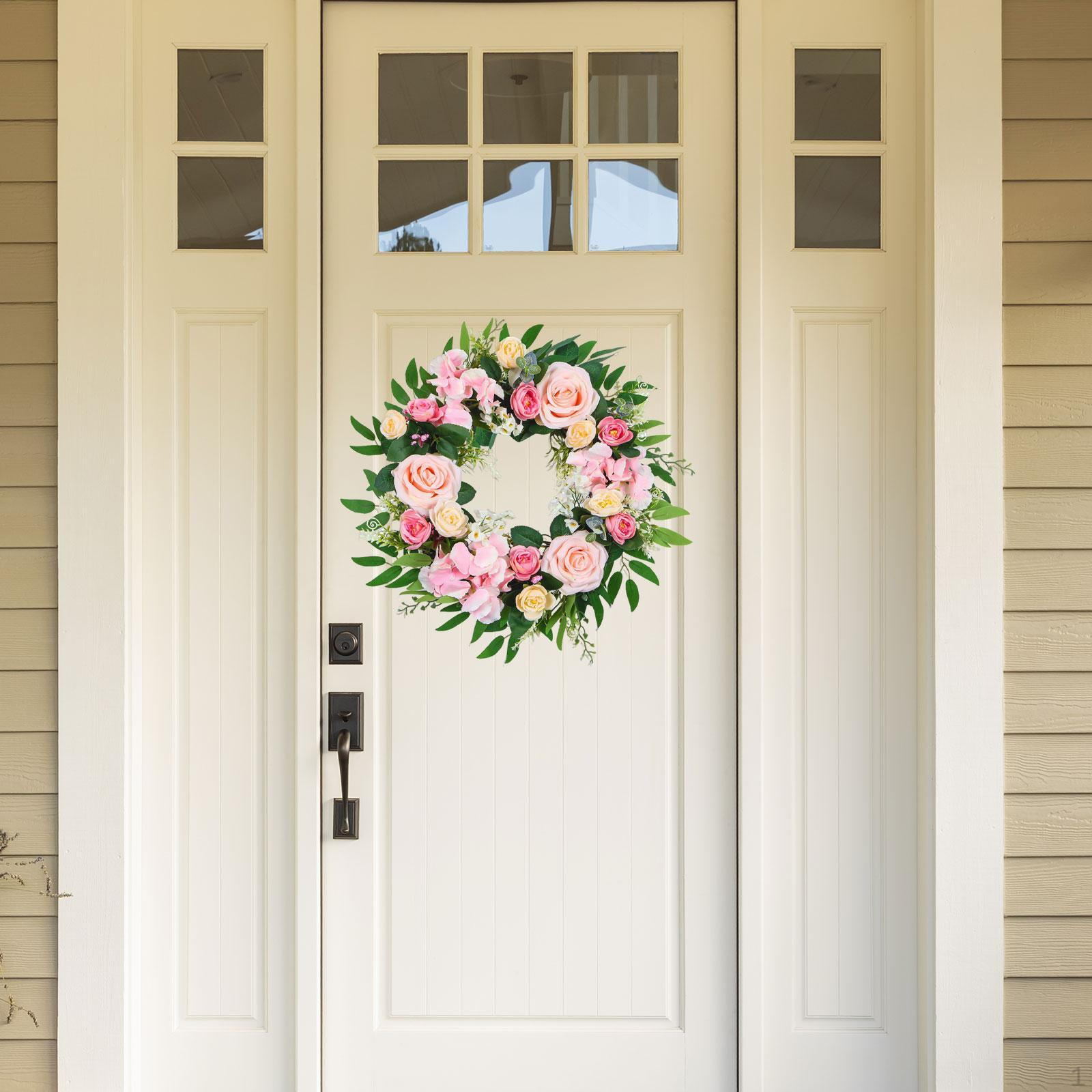 

Artificial Decorative Wreath for Front Door, Reusable Gift, Hanging Ornament Home, Weddings, розовый