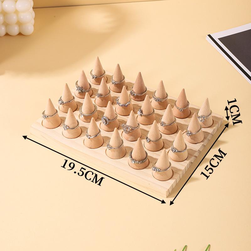 DIY Cone Solid Wood Ring Display Stand Combination Ring Holder Night Market Stall Ring Storage Rack Props