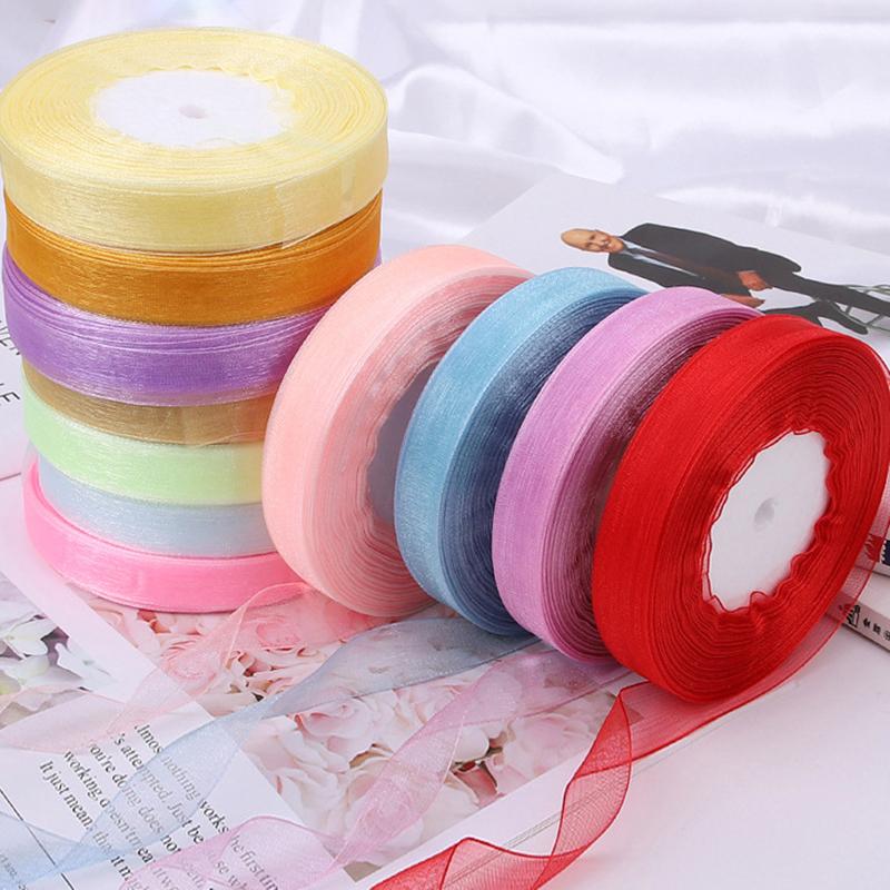 38Meter/Roll 1.5Cm Sheer Chiffon Ribbon For Handmade Bow Craft Wedding Christmas Decoration Diy Card Gift Wrapping