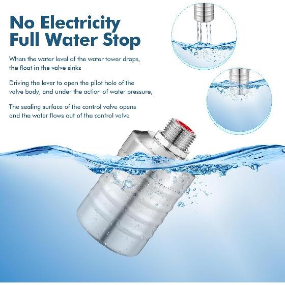 3 Pack Water Float Valve 1/2" To 3/4'' Auto Shut Off Water Tank Float Valve 304 Stainless Steel Fully Automatic Level Control for Pool, Livestock