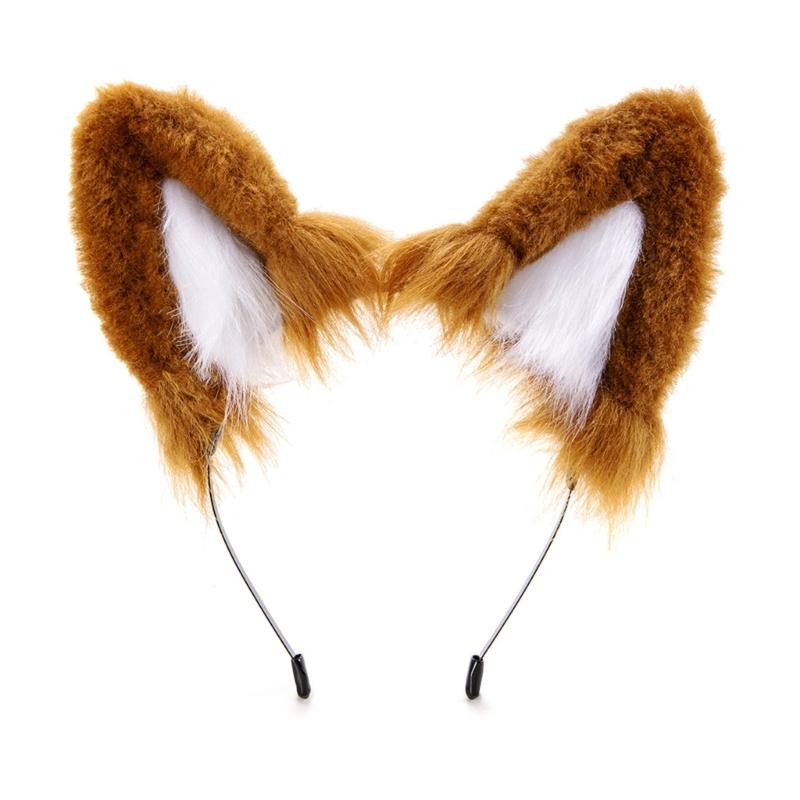 Realistic Wolf Ears Hairband Furry Headbands Plush for Coser Role Play and Photography Props