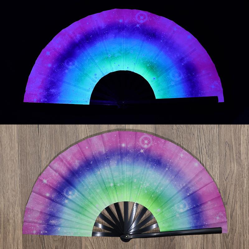 

Веер Кунг-фу УФ-печать Флуоресцентный веер Бамбуковые кости Складной веер Для фестиваля Танцы Вечеринка