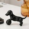 Creative Desk Accessories Mini Dachshund Football Figurine, Matte Black 3D Printed Statue, Statue Modern Style Minimalist Ornament for Home