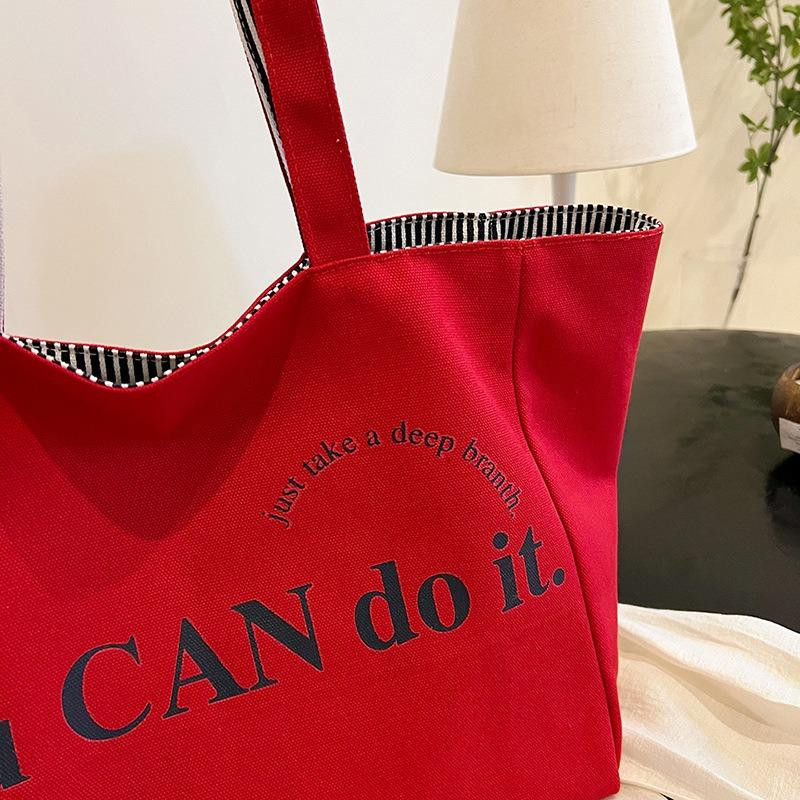 2025 New Colorful Reversible Canvas Tote Bag Striped Shoulder Bag