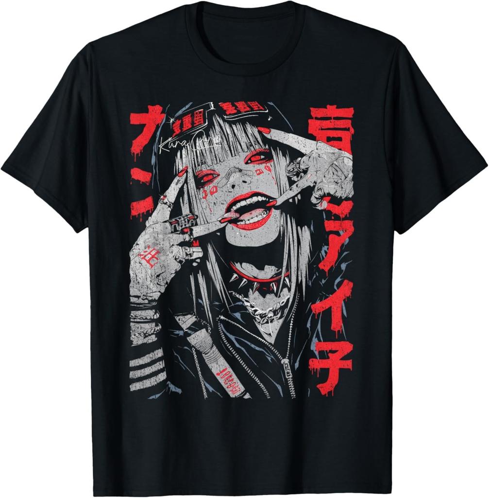 Camiseta Streetwear Japonés Cyberpunk Y2K Retro Techwear Manga Anime