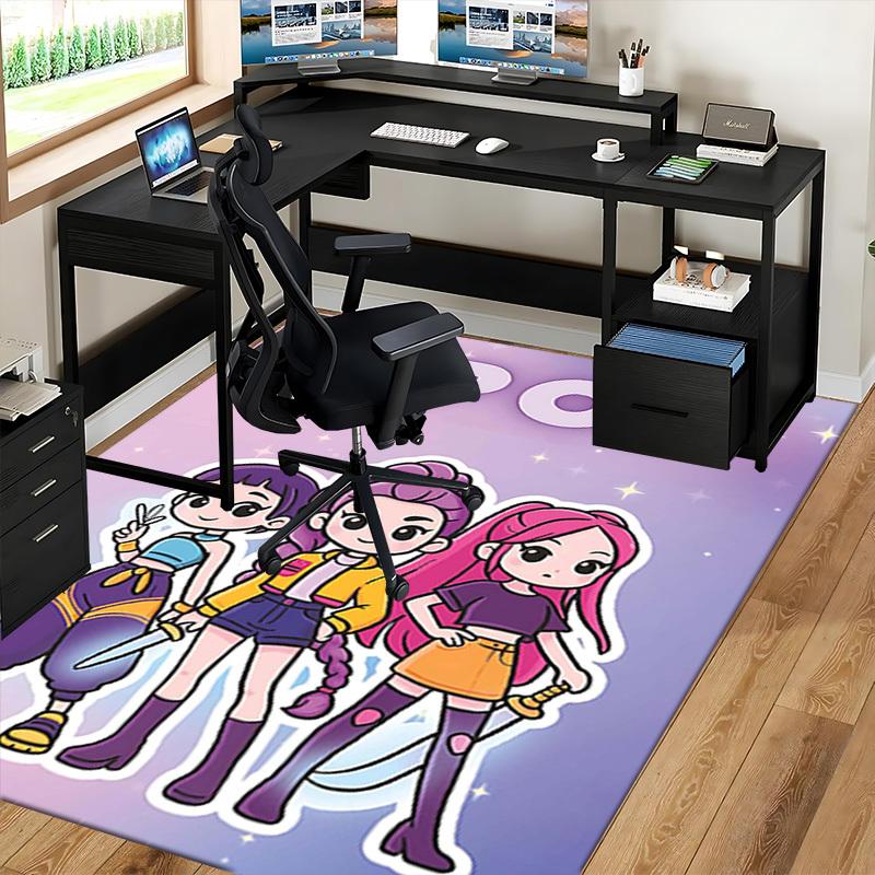 1pc KPOP Anime Cartoon Design Chair Mat - Festival Gift for Office, Home Decor, Living Room, Bedroom, Game Room - Non-Slip Carpet Suitable for All Sea