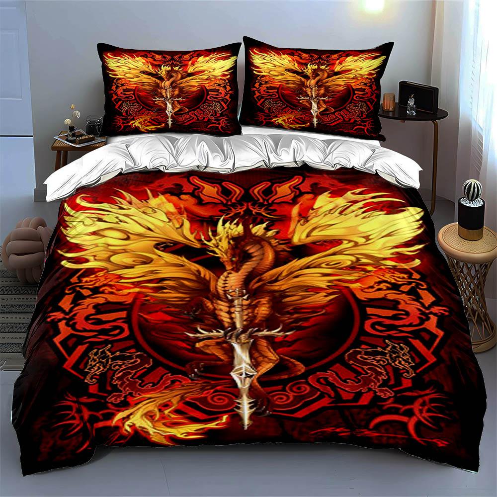 Fiery Dragon Design. Bedding Duvet Cover Sets Duvet Covers Pillowcases Gifts (1 * Duvet Cover 2 * Pillowcases, Without Duvet Insert)