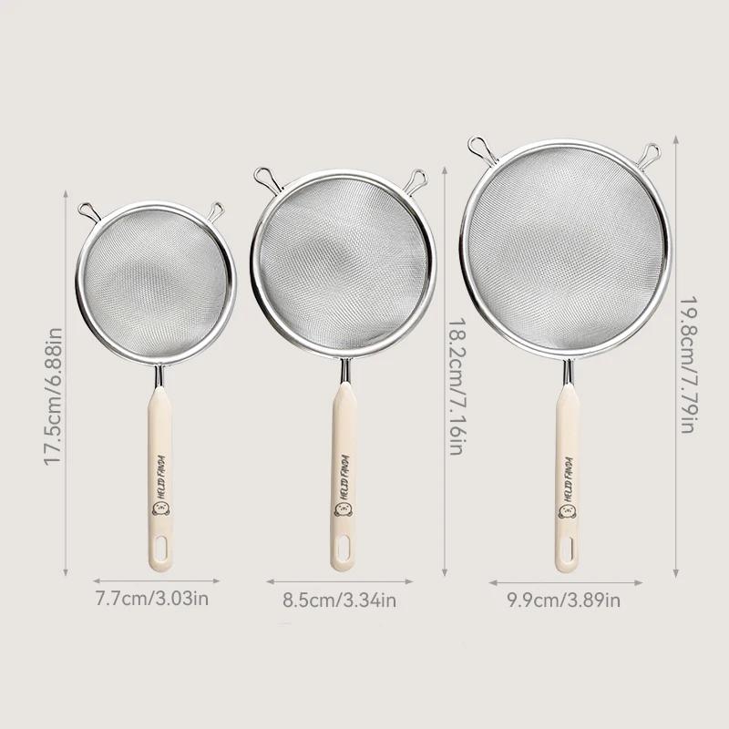 Fine Mesh Filter Spoon 304 Stainless Steel Flour Sieve Reusable Colander Soybean Milk Juice Strainer Kitchen Utensils