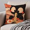 R-Ramen Animal Anime Painting Cushion Cover Pillowcase Anti-Dustmite Invisible Zipper Short Plush Sofa Cushion