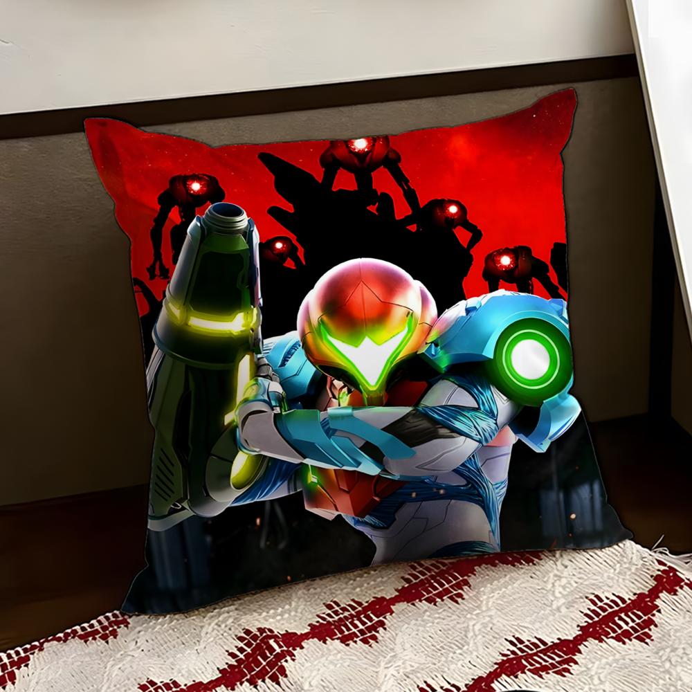 MMetroid Anime Cushion Cover Reversible Soft Durable Pillow Cover Home  Car MultiScene Use for Daily Comfort