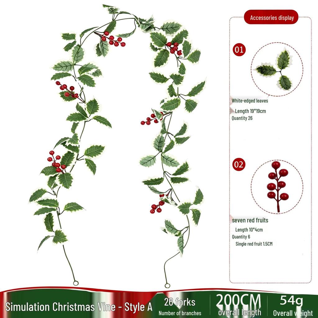 Red Berry Christmas Vine Home Decoration - Festive Party Garland