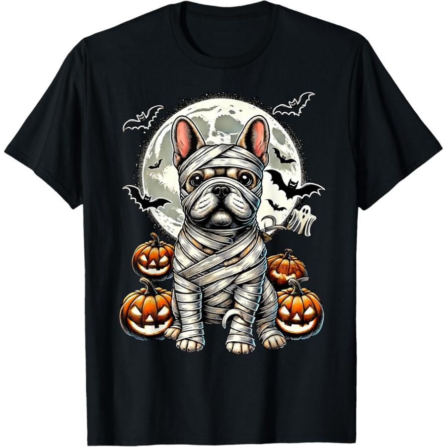 

Spooky French Bulldog Mummy Full Moon - Halloween Dog T-Shirt for Men Women Kids XXXXXL чорний