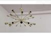 24 Light Elegant Ceiling Down Rod Pendant Mid Century Modern Raw Brass Sputnik chandelier light Fixture