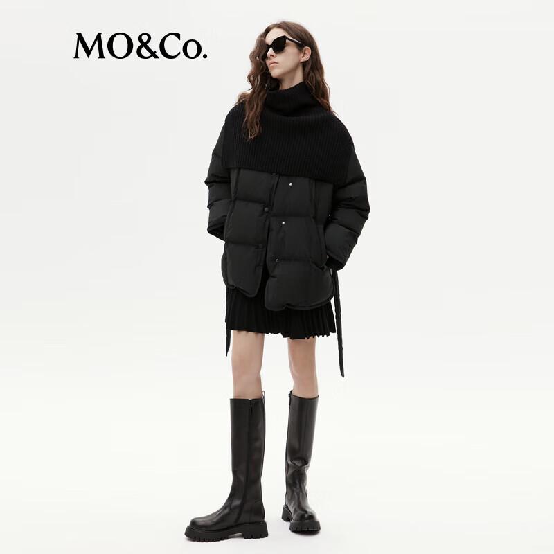 MO&Co. New Chinese Style Wool Shawl Duck Down Jacket with Belt