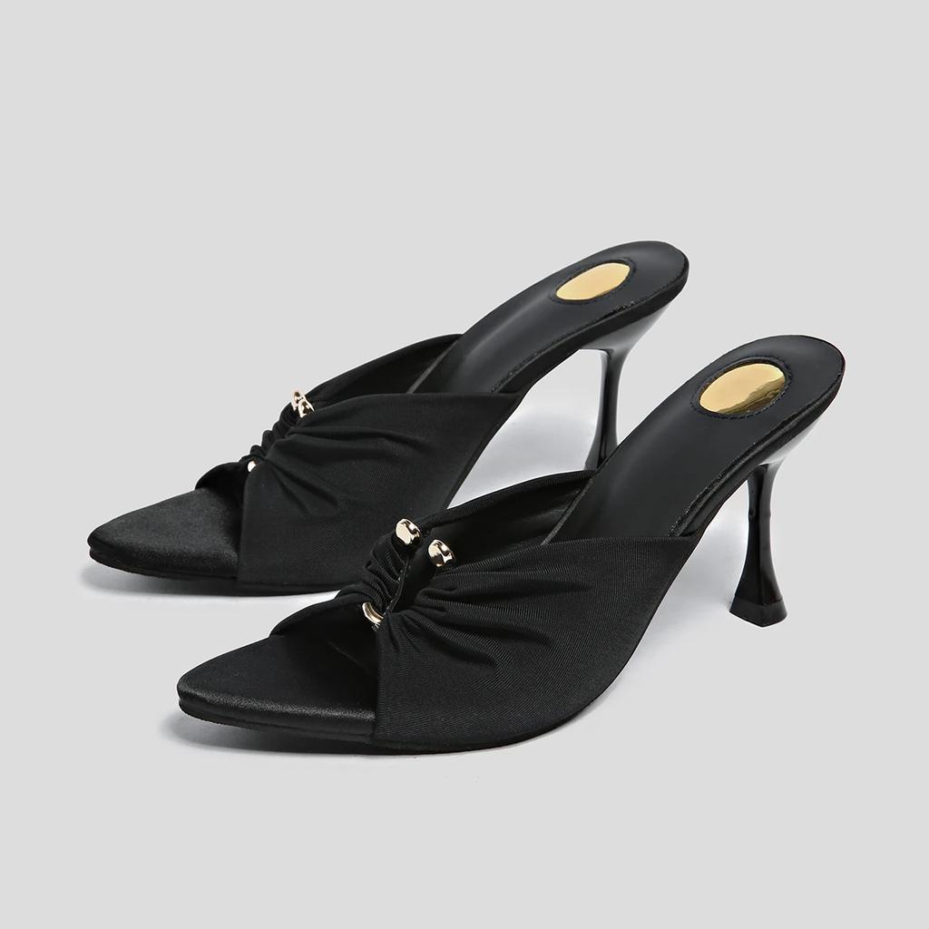 Designer Summer Woman Slippers Fashion Open Toe Thin High Heels Shoes Street Style Stripper Party Slides Zapatos De Mujer
