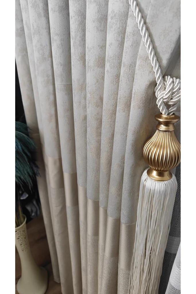 Závěs EPeddler Home s jedním křídlem na pozadí, pevně skládaný, žakárový, se světlým vzorem