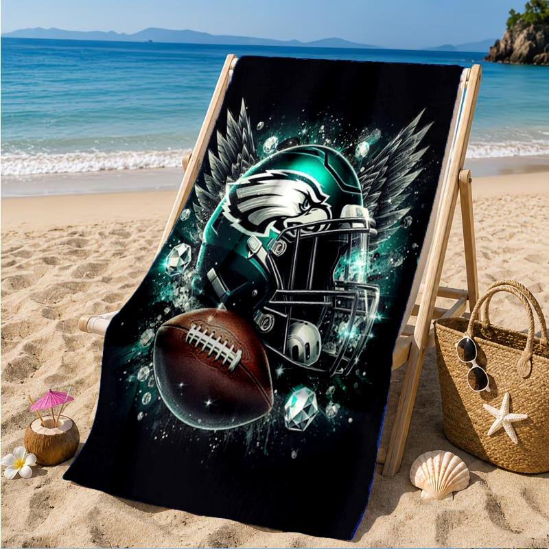 Asciugamano da Spiaggia Philadelphia Eagles, Asciugatura Rapida, Facile da Curare, Adatto Sia per il Fitness che per le Vacanze al Mare, Essenziale per lo Sport