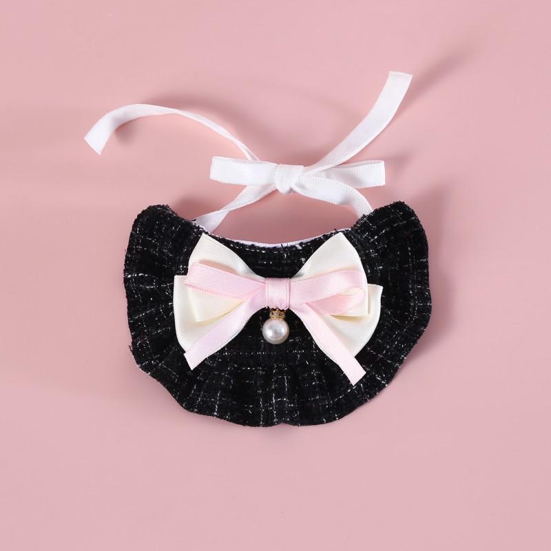 Pet Bowknot Bib Beret Set Cats Dogs - Cotton Woven Plaid Four Use