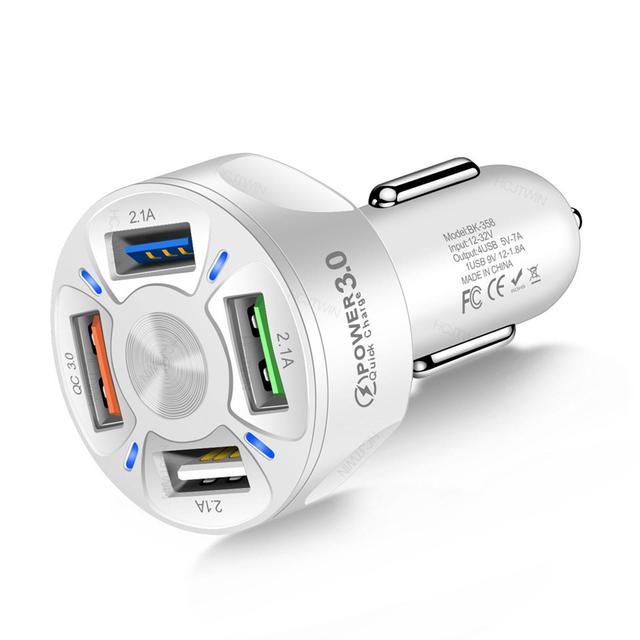 66W 4 Ports USB PD Quick Car Charger QC3.0 Type C Fast Charging Car Adapter Cigarette Lighter Socket Splitter For iPhone Xiaomi