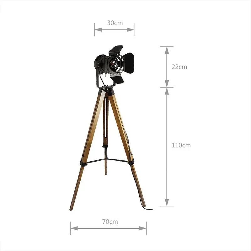 Retro Wooden Floor Lamp American Stand Light Head Bracket For Living Room Bedroom Bedside Study Home Decoration Illumination
