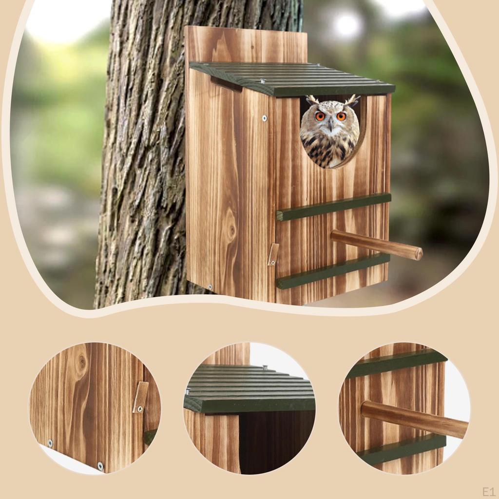 Wooden Bird House Breeding Nest Box Easy to Clean Hanging Birdhouse Hut for Outside Country