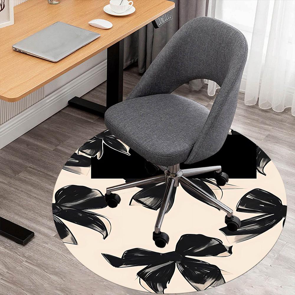 

1pc bow ribbon Round Chair mat office Area Rug - Non-Slip, Floor Mat for Office, Bedroom, and Indoor Decor p127144 80cm by 80cm