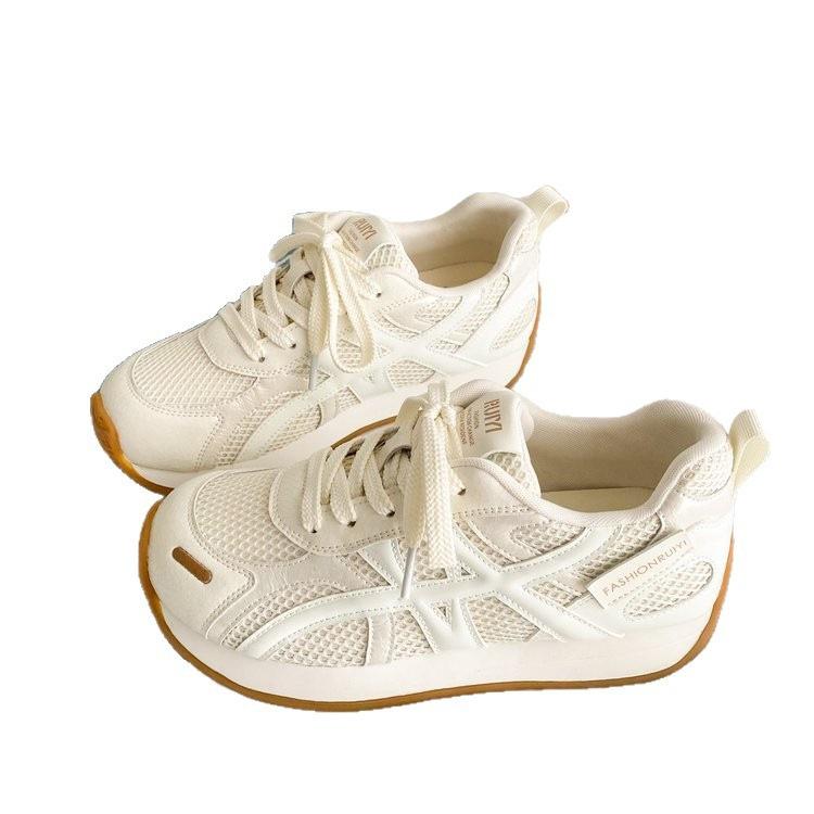 Super fire retro German training shoes women's summer 2025 new mesh breathable thick-soled versatile sports and leisure little white shoes