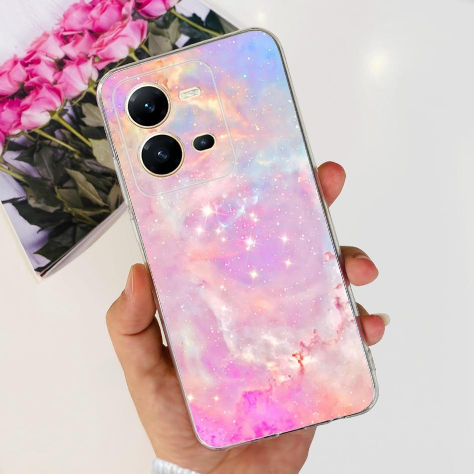 For Vivo V25 5G Case Vivo V25e V 25 25E 4G V2202 V2201 Cute Panda Flower Pattern Soft Silicone TPU Phone Cases
