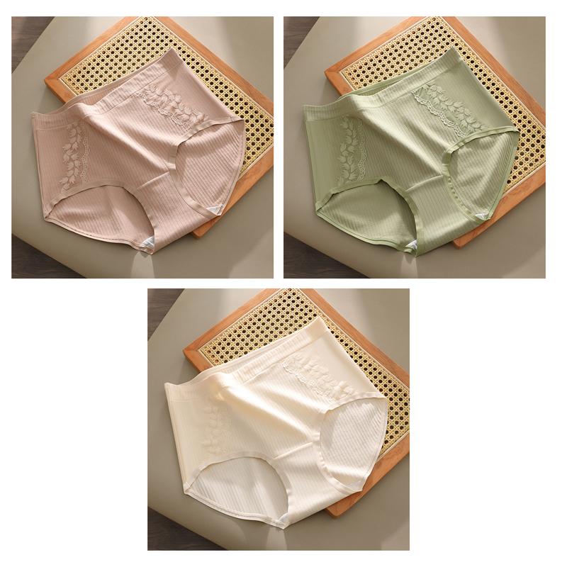 3 PCS Plus Size Underwear Women High Waist Cotton Panties Breathable Floral Lace Briefs for Middle Aged Mom Ladies Briefs XL XXL 3XL 4XL 5XL