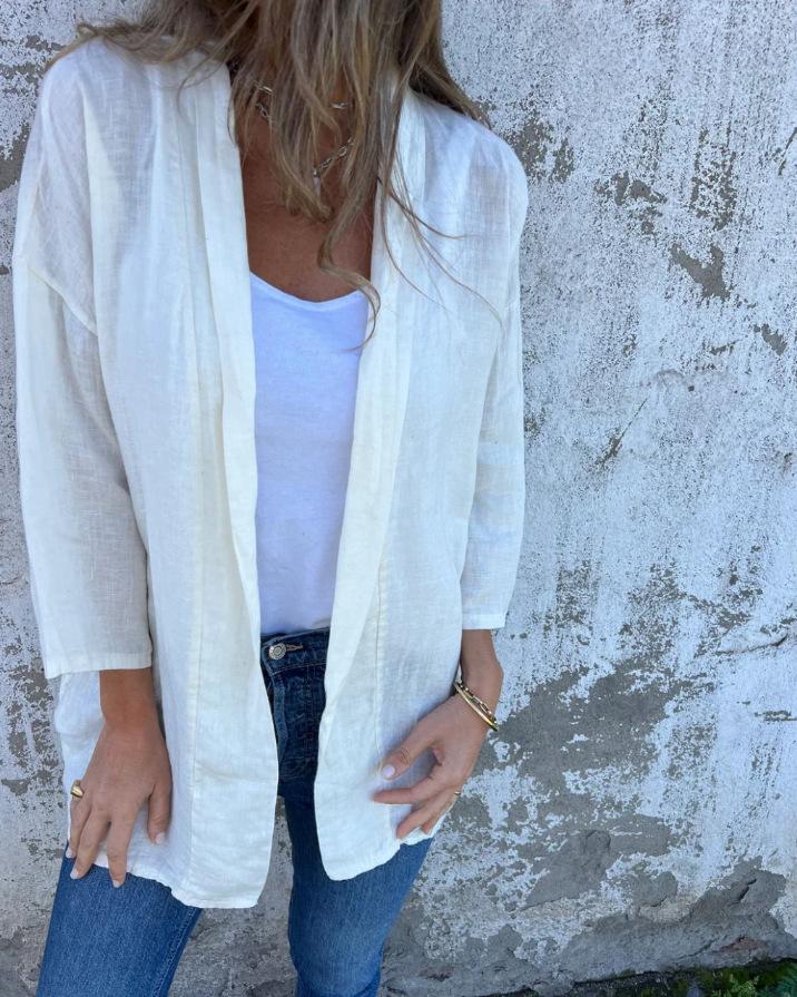 1116 European and American Autumn and Winter New Cardigan Solid Color Casual Loose Pocket Top Women