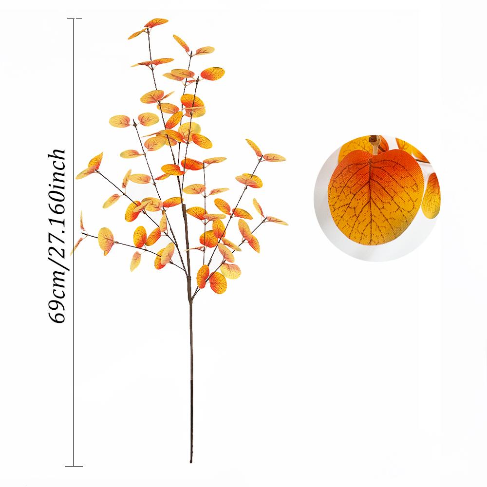 

1 шт. Искусственная осенняя ветка стебля с листьями эвкалипта для дома, свадебного стола, украшения на День благодарения, осенний декор, искусственные цветы