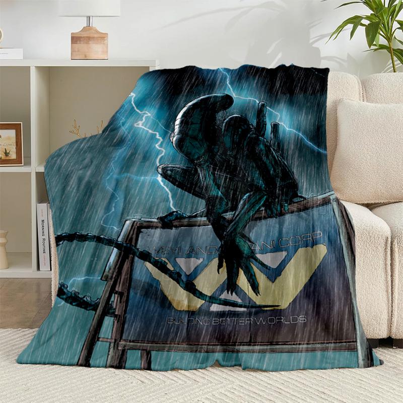 1PC Alien horror Artwork Flannel Blanket Gift, Suitable for Both Men And Women, Soft Ideal for Beds And Sofa, Birthday Or Christmas Gift