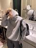 Men's Casual Loose Fit Knit Hoodie - Autumn/Winter Half-Zip Korean-Style Grey Sweater