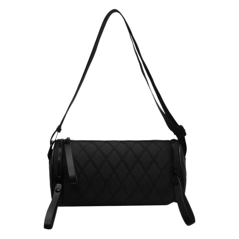 Rhombus Cylinder Bag Female Crossbody Summer New Trendy Texture Versatile Bucket Oxford Cloth Shoulder Pillow Bag