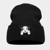 Cute puppy head sticker knitted hat autumn and winter street fashion crimped pullover black hat