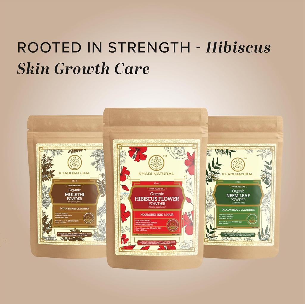 KHADI NATURAL Hibiscus Flower Organic Powder 100 Gm Hair Conditioner Hair Growth Shine Booster